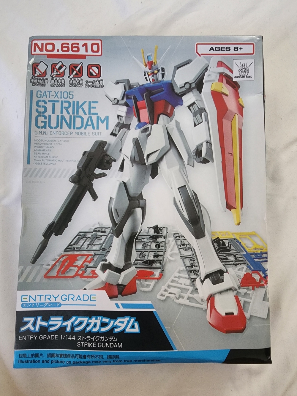 GAT-X105 Strike Gundam Model Kit - White, Red & Blue Kids Building Set Gunpla
